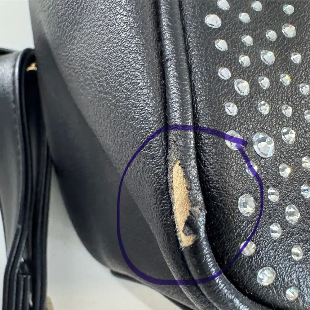 Juicy Couture Black Rhinestone Dazzle Backpack Bling Sparkle - Picture 2 of 8